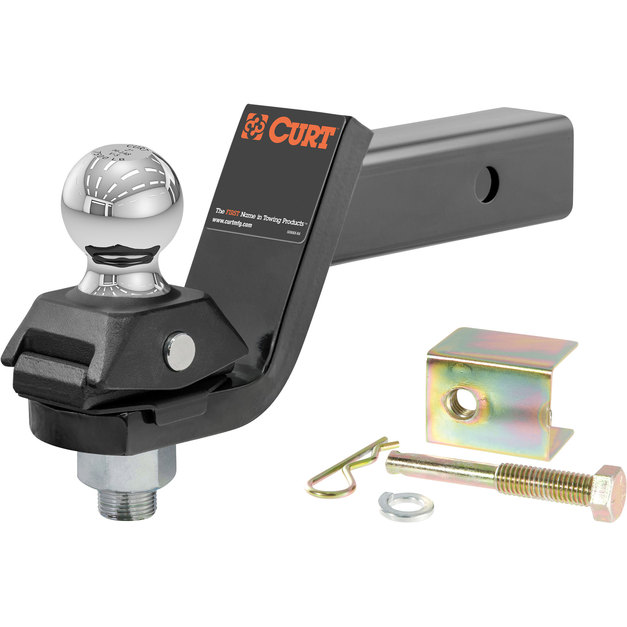 CURT RockerBall Cushion Hitch With 2in. Ball, 2in. Shank, 7500 Lbs. MGTW, 3in. Drop, Model# 45143